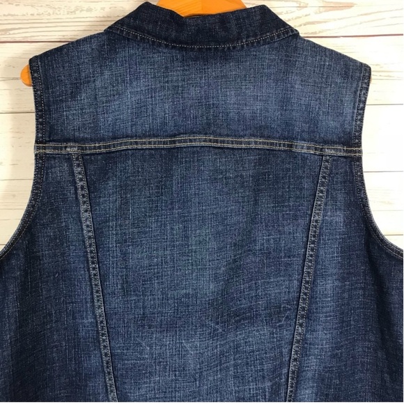 Modcloth x Wrangler Dependable Denim Vest 2X Dark Wash Cowgirl Western Casual - Picture 5 of 8